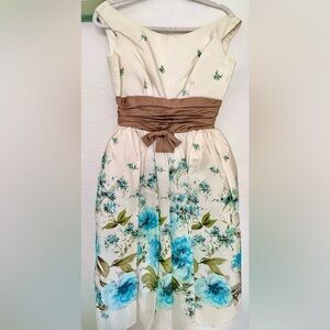 Vintage Sax Fifth Avenue 50s Floral Bow Prom Dress Evening Tulle